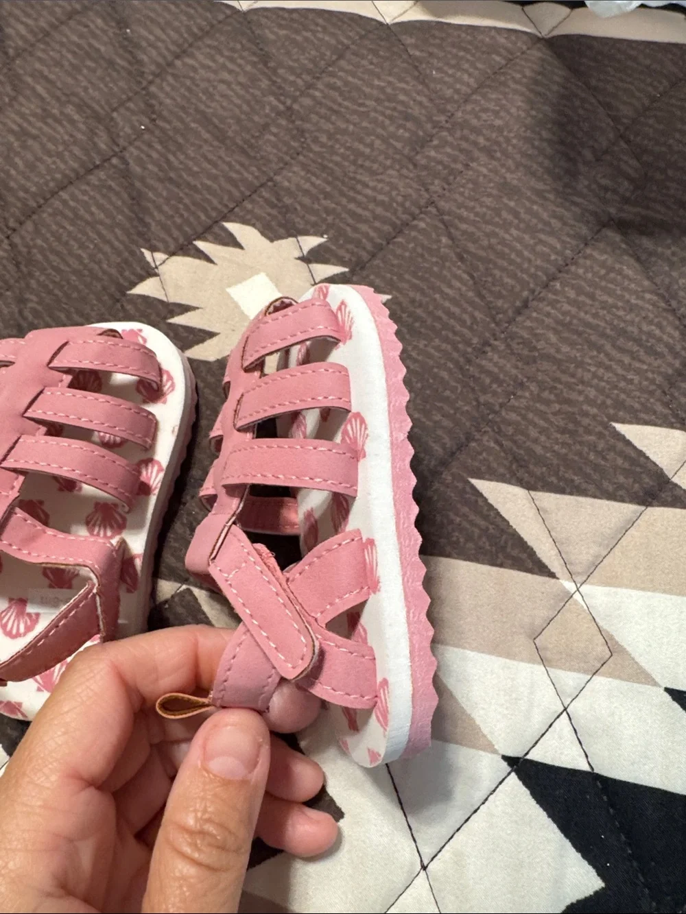 Carter's Pink Girls Closed-Toe Shell Print Sandals